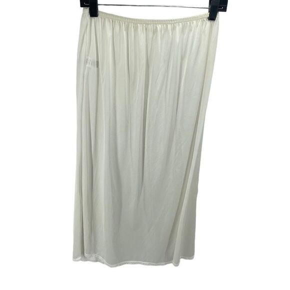 Vanity Fair Womens Half Slip Skirt Lingerie Slit Lace Trim Nylon Cream Large - Picture 4 of 9